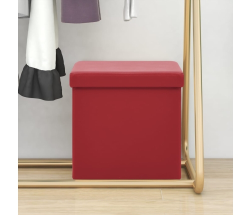 Taburete con almacenaje plegable rojo vino tinto PVC