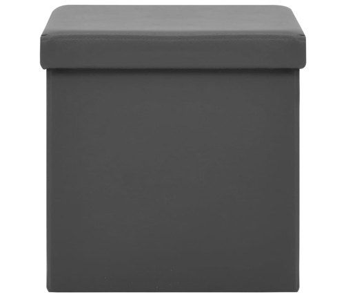 Taburetes de almacenaje plegables 2 uds gris PVC