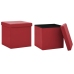 Taburete de almacenaje plegable 2 uds rojo vino tinto PVC