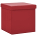 Taburete de almacenaje plegable 2 uds rojo vino tinto PVC