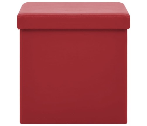 Taburete de almacenaje plegable 2 uds rojo vino tinto PVC