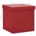 Taburete de almacenaje plegable 2 uds rojo vino tinto PVC