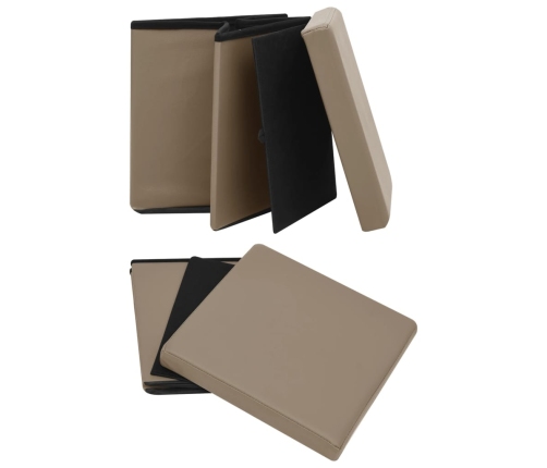 Taburetes de almacenaje plegables 2 uds capuchino PVC