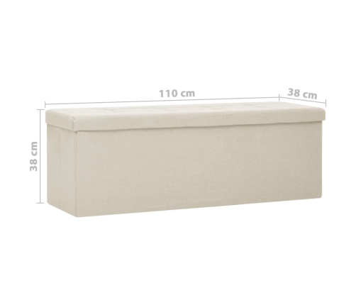 Banco de almacenamiento plegable lino sintético crema blanco