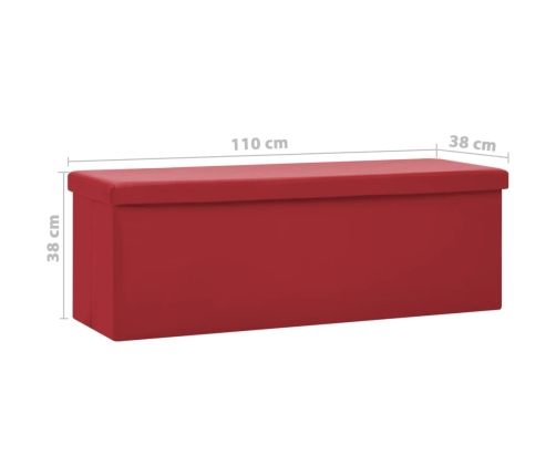 Banco con almacenaje plegable rojo vino tinto PVC