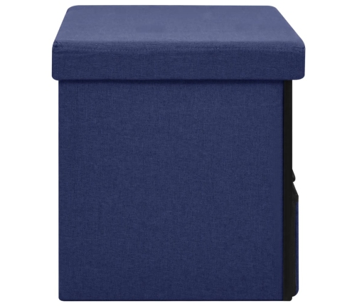 Banco de almacenaje plegable lino sintético azul 76x38x38 cm