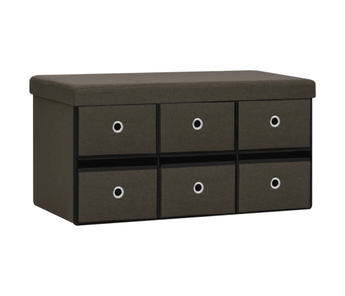 Banco de almacenaje plegable lino sintético marrón 76x38x38 cm