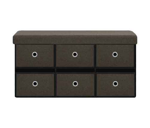 Banco de almacenaje plegable lino sintético marrón 76x38x38 cm