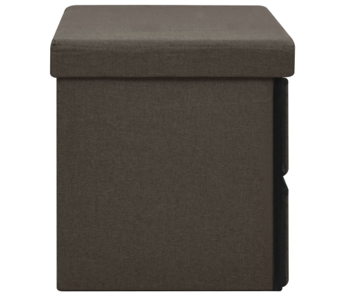 Banco de almacenaje plegable lino sintético marrón 76x38x38 cm