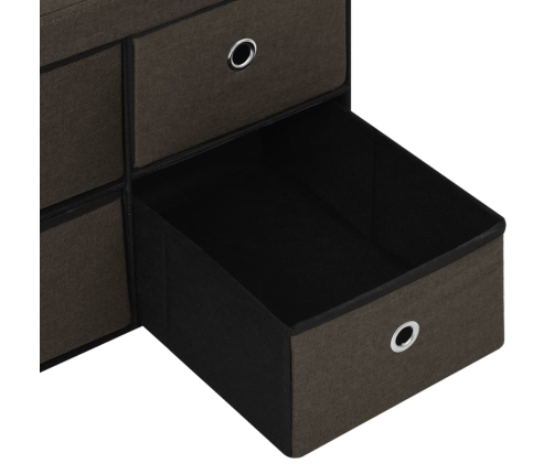 Banco de almacenaje plegable lino sintético marrón 76x38x38 cm