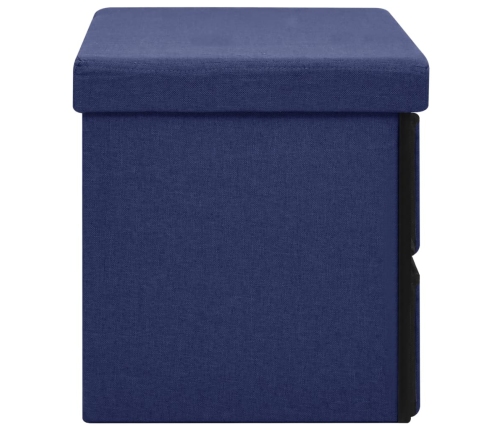 Banco de almacenaje plegable lino sintético azul 76x38x38 cm