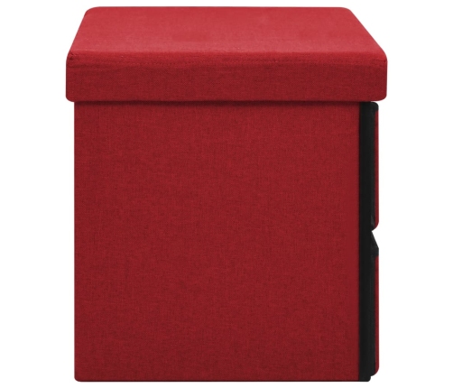 Banco almacenaje plegable lino sintético rojo tinto 76x38x38 cm