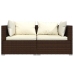 Set muebles de jardín 3 piezas y cojines ratán sintético marrón