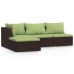 Set muebles de jardín 4 piezas y cojines ratán sintético marrón