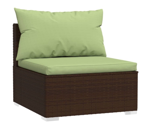 Set muebles de jardín 4 piezas y cojines ratán sintético marrón