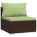 Set muebles de jardín 4 piezas y cojines ratán sintético marrón