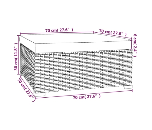 Set muebles de jardín 4 piezas y cojines ratán sintético marrón