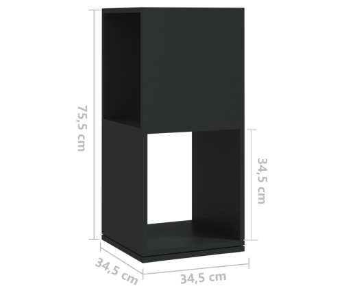 vidaXL Armario giratorio aglomerado negro 34,5x34,5x75,5 cm