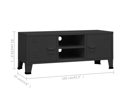 Mueble de TV industrial metal negro 105x35x42 cm