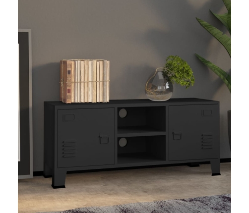 Mueble de TV industrial metal negro 105x35x42 cm