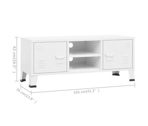 Mueble de TV industrial metal blanco 105x35x42 cm