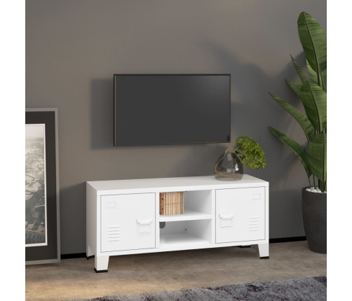 Mueble de TV industrial metal blanco 105x35x42 cm