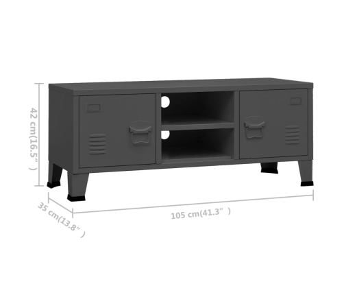 Mueble de TV industrial metal antracita 105x35x42 cm