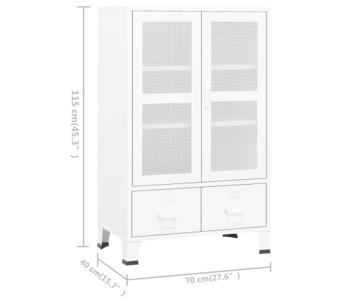 Baúl de almacenaje industrial metal blanco 70x40x115 cm