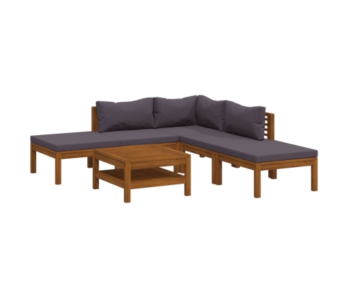 Muebles de jardín 6 pzas cojines madera maciza de acacia
