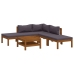 Muebles de jardín 6 pzas cojines madera maciza de acacia
