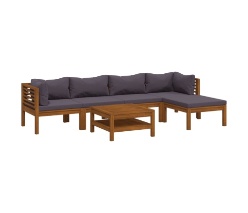 Muebles de jardín 7 pzas cojines madera maciza de acacia