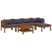 Muebles de jardín 7 pzas cojines madera maciza de acacia