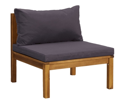 Muebles de jardín 7 pzas cojines madera maciza de acacia