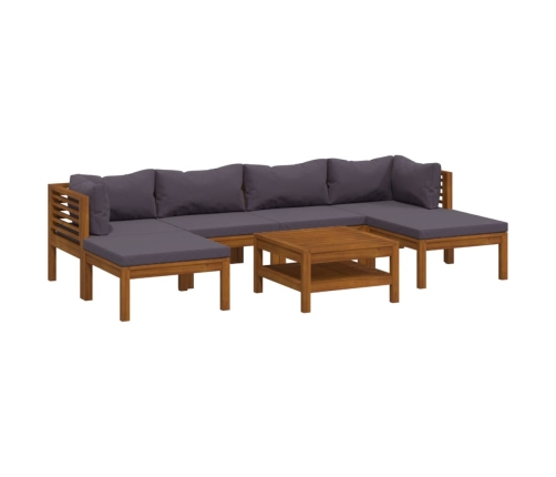 Muebles de jardín 7 pzas cojines madera maciza de acacia