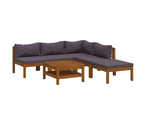 Muebles de jardín 6 pzas cojines madera maciza de acacia