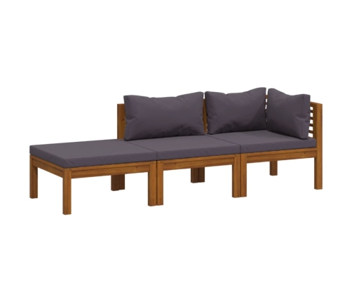 Muebles de jardín 3 pzas cojines madera maciza de acacia