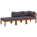 Muebles de jardín 3 pzas cojines madera maciza de acacia