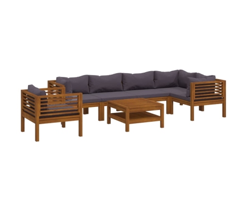 Muebles de jardín 7 pzas cojines madera maciza de acacia