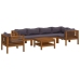Muebles de jardín 7 pzas cojines madera maciza de acacia