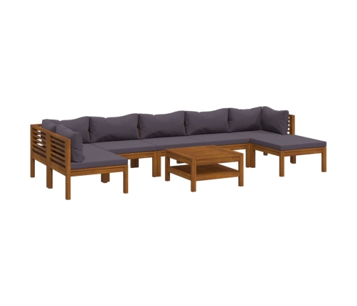 Muebles de jardín 8 pzas cojines madera maciza de acacia