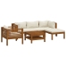 Muebles de jardín 6 pzas cojines crema madera maciza de acacia