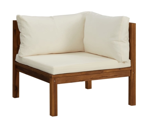 Muebles de jardín 6 pzas cojines crema madera maciza de acacia