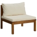 Muebles de jardín 6 pzas cojines crema madera maciza de acacia
