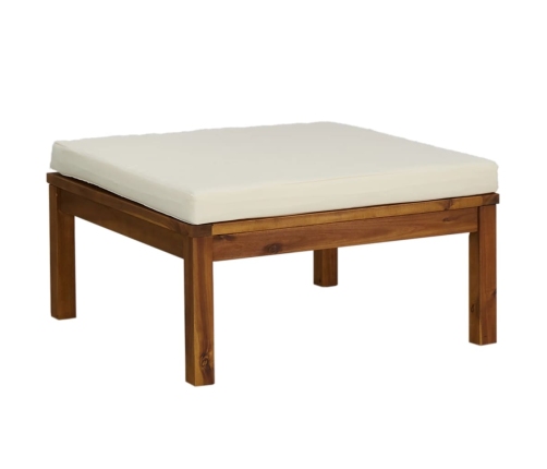Muebles de jardín 6 pzas cojines crema madera maciza de acacia