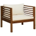 Muebles de jardín 6 pzas cojines crema madera maciza de acacia