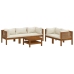 Muebles de jardín 6 pzas cojines crema madera maciza de acacia