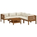 Muebles de jardín 6 pzas cojines crema madera maciza de acacia
