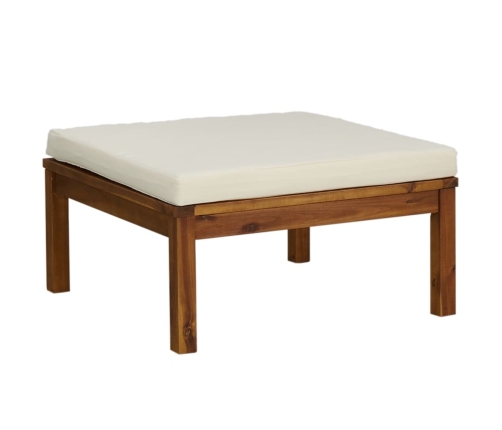 Muebles de jardín 8 pzas cojines crema madera maciza de acacia