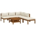 Muebles de jardín 6 pzas cojines crema madera maciza de acacia