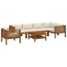 Muebles de jardín 7 pzas cojines crema madera maciza de acacia